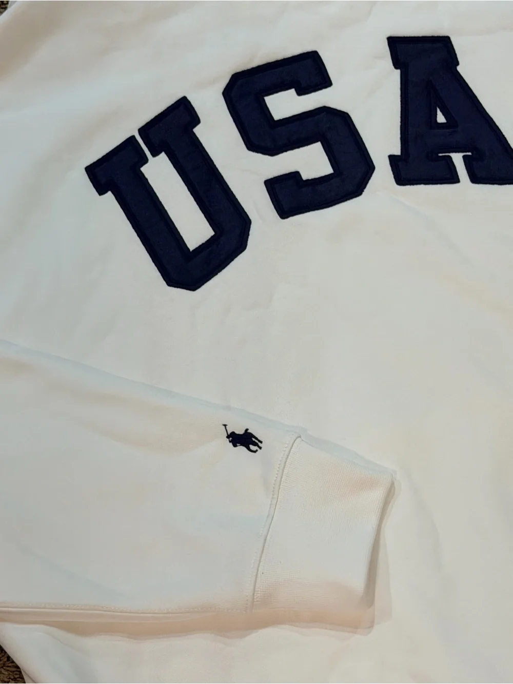 Polo Ralph Lauren Flag Fleece Hoodie White USA Embroidered Men’s XL NWOT